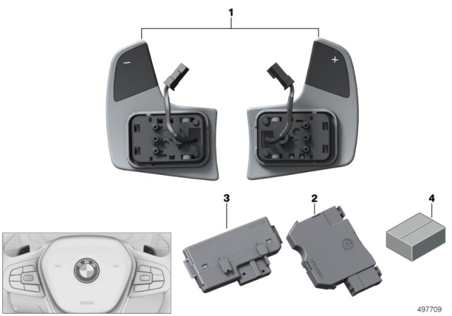 2019 BMW X3 Steering Wheel Module And Shift Paddles Diagram 1