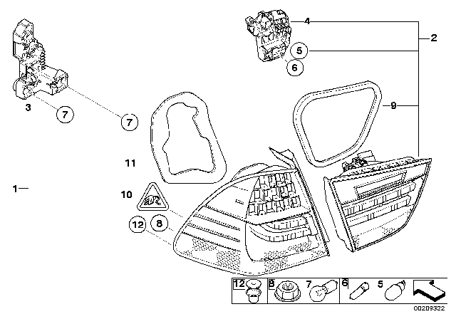 2009 BMW 328i Rear Light In Trunk Lid, Right Diagram for 63217154162