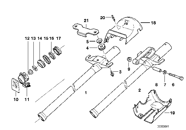 1996 BMW M3 Fixed Steering Column Tube Diagram