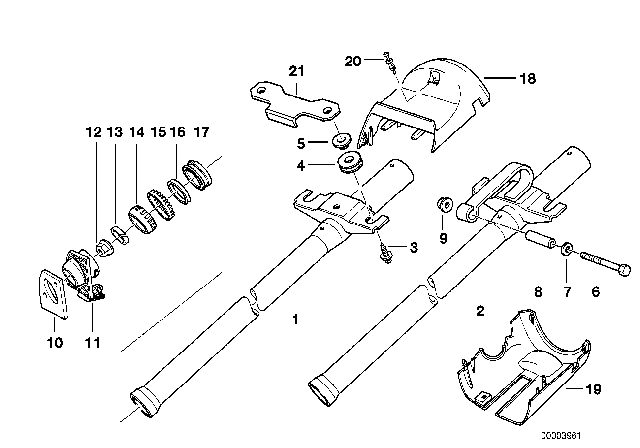 1997 BMW 328i Fixed Steering Column Tube Diagram 1