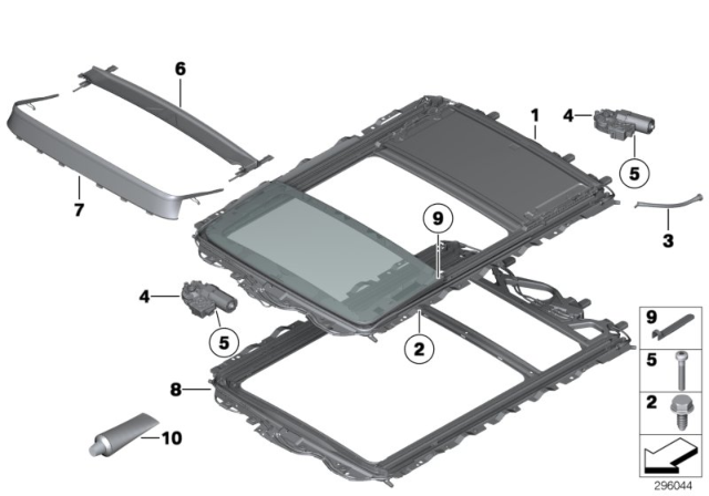 2013 BMW X1 Sliding Roof Frame Diagram for 54102994058