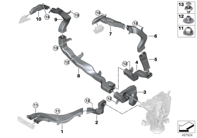 2019 BMW X7 WARM AIR DUCT Diagram for 64227434336