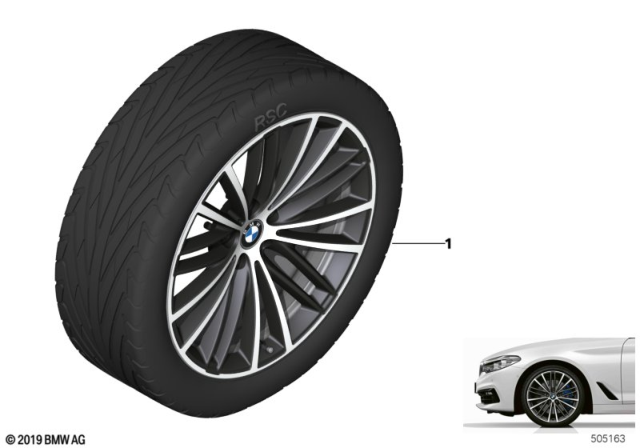 2017 BMW 540i xDrive TPM TIRE AND WHEEL, SUMMER Diagram for 36112473103