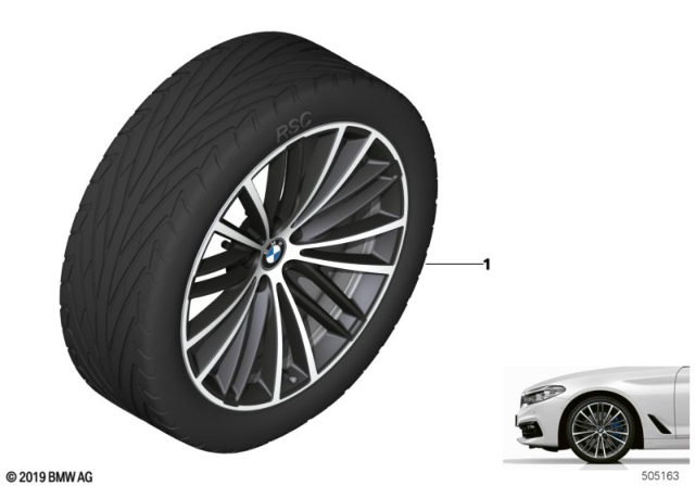 2020 BMW 530e BMW LA Wheel, V-Spoke Diagram