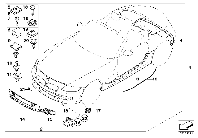 2004 BMW Z4 Fog Lights, Right Diagram for 63176925008
