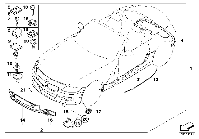 2004 BMW Z4 Flap, Towing Eye, Primed Diagram for 51117056922