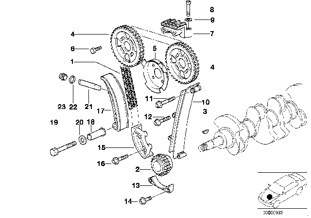1998 BMW 318i Timing Chain Diagram for 11311739480