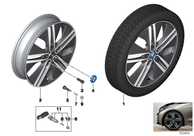 2016 BMW i3 Disc Wheel Light Alloy Jet Bl.Solenoid.Paint Diagram for 36116856899
