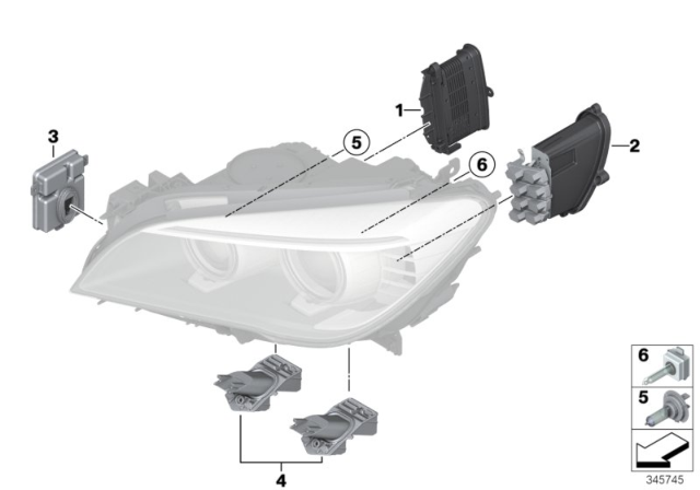 2013 BMW ActiveHybrid 7 Driver Module, Headlights Diagram for 63117427593