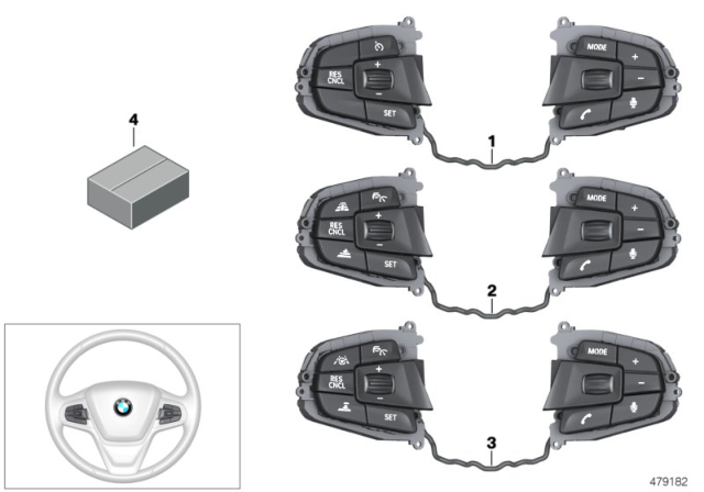 2018 BMW 540i Switch, Steering Wheel Diagram 2