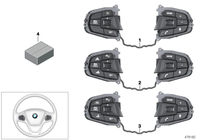 2019 BMW 530i xDrive Switch, Steering Wheel Diagram 2