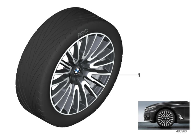 2020 BMW 745e xDrive BMW LA Wheel, Multi-Spoke Diagram