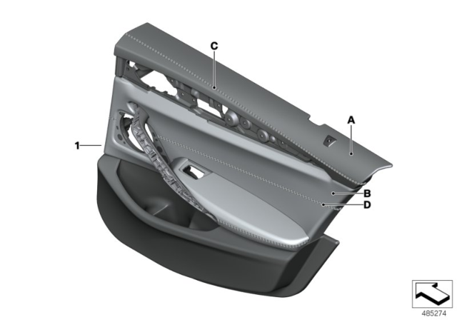 2020 BMW 530e xDrive Individual Door Trim Panel Diagram 1