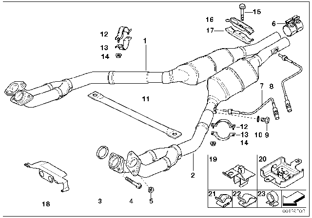 1996 BMW 740iL Catalytic Converter Diagram for 18307505322