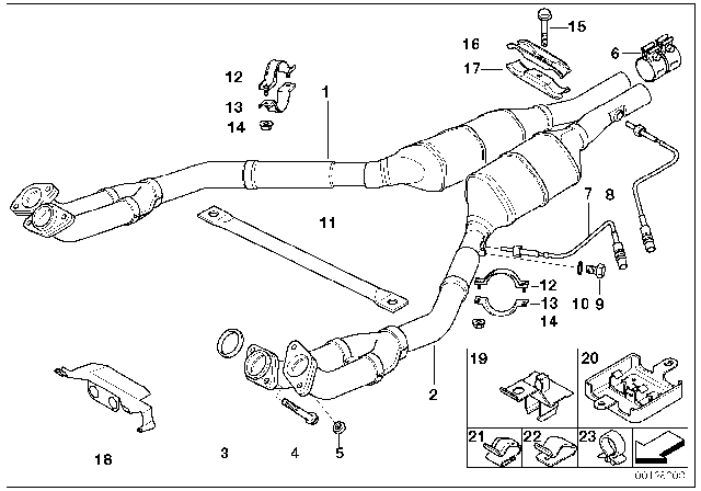 1996 BMW 840Ci Catalytic Converter Diagram for 18307505326