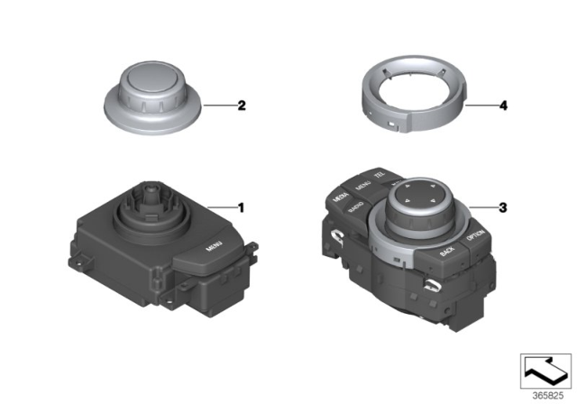 2008 BMW X6 Control Knob Diagram for 65826979364