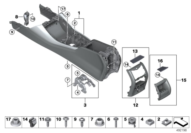 2019 BMW X4 CENTER CONSOLE LEATHER WITH Diagram for 51168074769