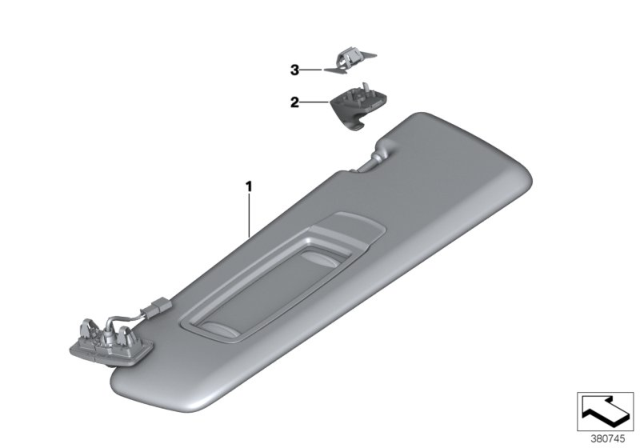 2017 BMW X6 Sun Visor, Foil, With Mirror, Right Diagram for 51168061384