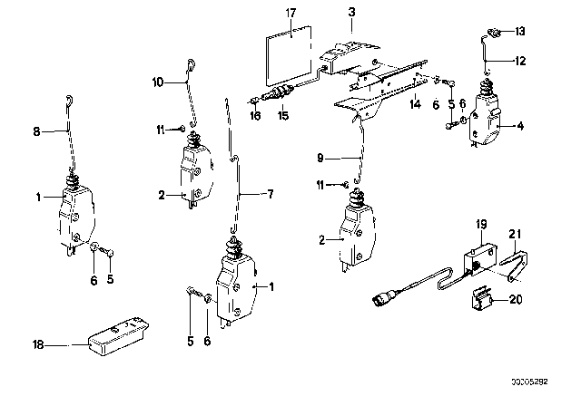 1985 BMW 524td Central Locking System Diagram