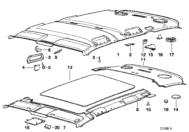 1992 BMW 525i Cover Sliding Roof Motor Diagram for 51448126472