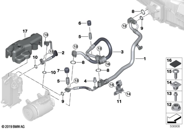 2020 BMW 840i Gran Coupe Refrigerant Line, Double Pipe Diagram for 64539324796