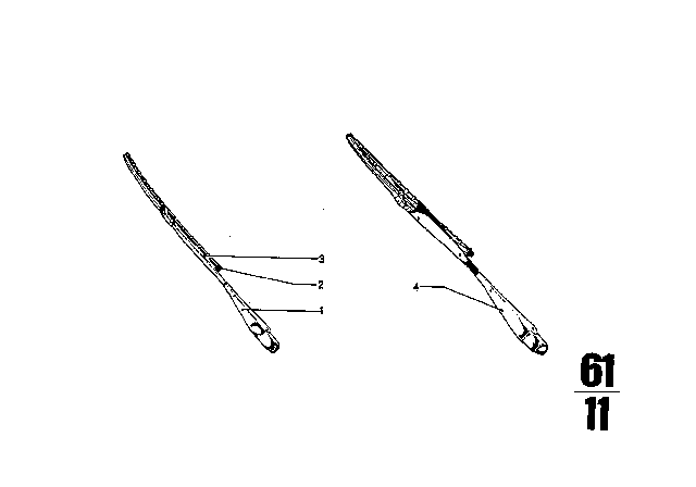 1974 BMW 3.0CS Wiper Arm With Air Baffle Plate Left Diagram for 61611357637