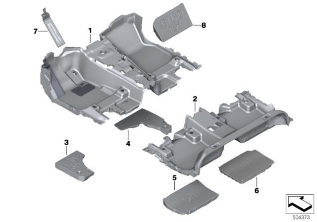 2020 BMW X3 Floor Covering, Rear Diagram for 51477446643