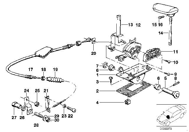 1985 BMW 524td Gear Shift Parts, Automatic Gearbox Diagram