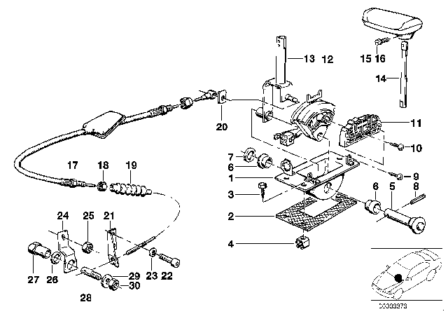 1983 BMW 633CSi Gear Shift Parts, Automatic Gearbox Diagram 3