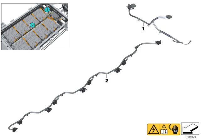 2016 BMW i3 High-Voltage Battery, Wiring Harness Diagram