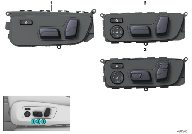 2020 BMW X5 Switch, Seat Adjustment Diagram 1