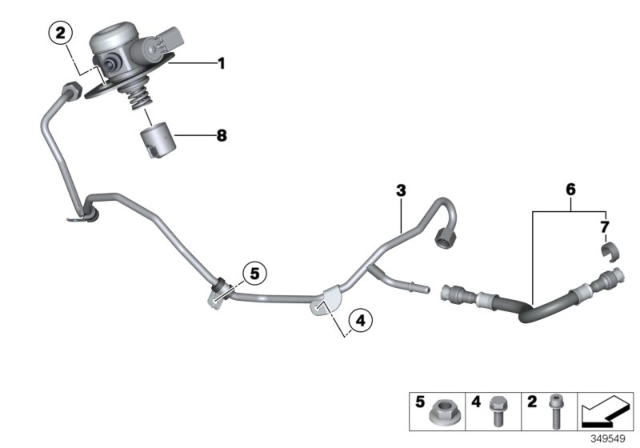 2015 BMW X5 M High-Pressure Pump / Tubing Diagram