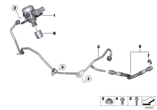 2018 BMW X6 M High-Pressure Pump / Tubing Diagram