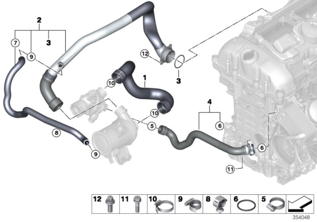 2015 BMW X5 Engine Coolant Hose Diagram for 11537649304