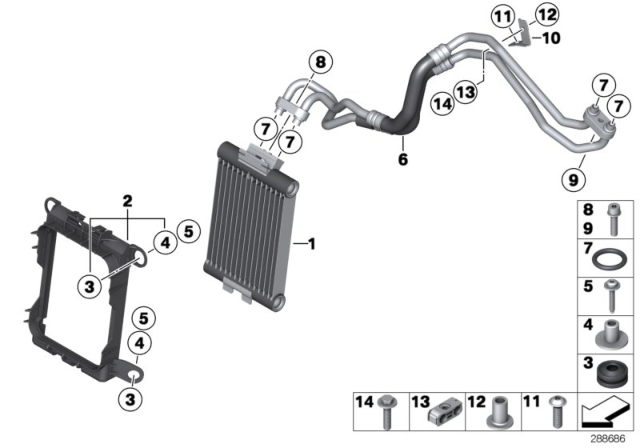 2014 BMW 435i Engine Oil Cooler / Oil Cooler Line Diagram