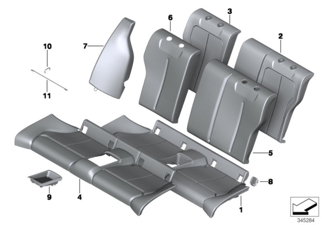 2016 BMW 228i Seat, Rear, Cushion & Cover Diagram 1