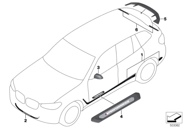 2019 BMW X4 M Performance Aerodynamics Accessories Diagram