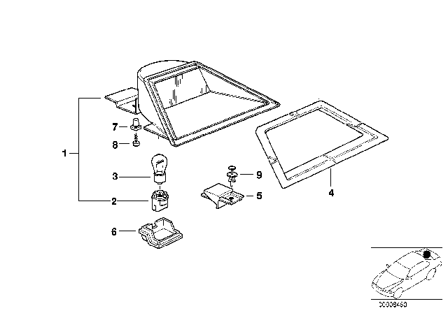 1997 BMW 740iL Third Stoplamp Housing Diagram for 63258352886