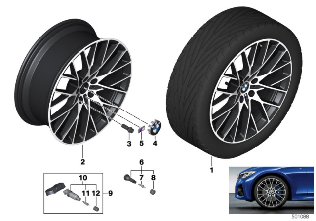 2020 BMW 330i BMW Light-Alloy Wheel, M Cross-Spoke Diagram
