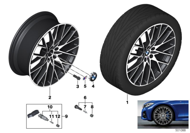 2020 BMW 330i xDrive BMW Light-Alloy Wheel, M Cross-Spoke Diagram