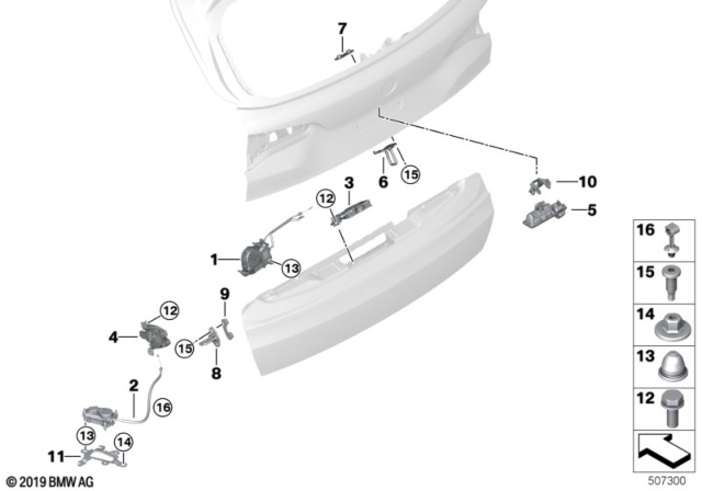 2019 BMW X5 Striker Trunk Lid, Bottom Diagram for 51247430153