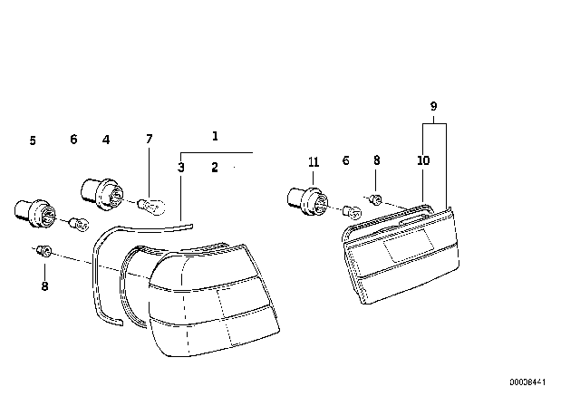 1994 BMW 525i Bulb Socket Diagram for 63218351660