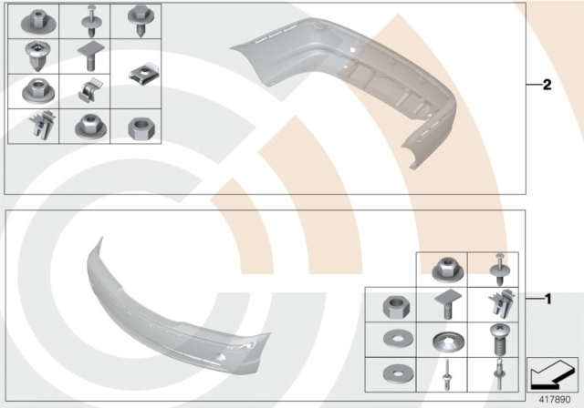 2001 BMW 330Ci Mounting Kit, Bumper Diagram