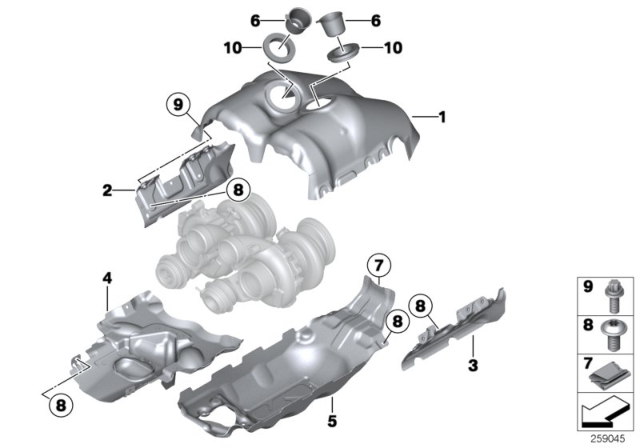 2019 BMW M6 Turbocharger Heat Protection Diagram