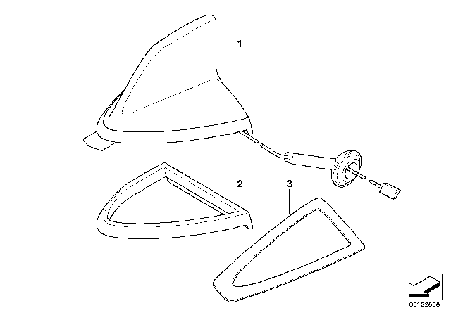 2006 BMW M3 Single Parts, Telephone Antenna Multi-Band Diagram