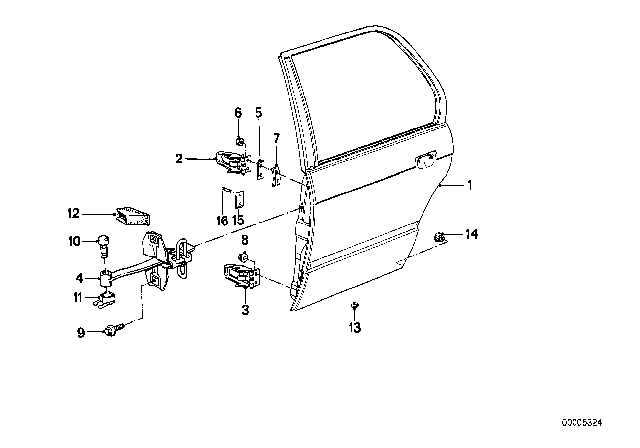 1991 BMW 325i Rear Door - Hinge / Door Brake Diagram