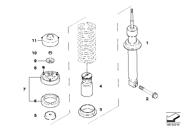 2004 BMW 645Ci Rear Spring Strut Mounting Parts Diagram