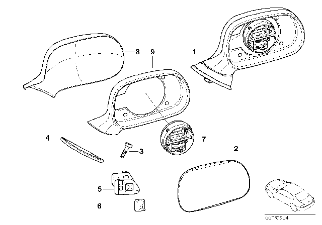 1999 BMW Z3 Support.Ring,Outside Mirror,Primed,Left Diagram for 51168413517