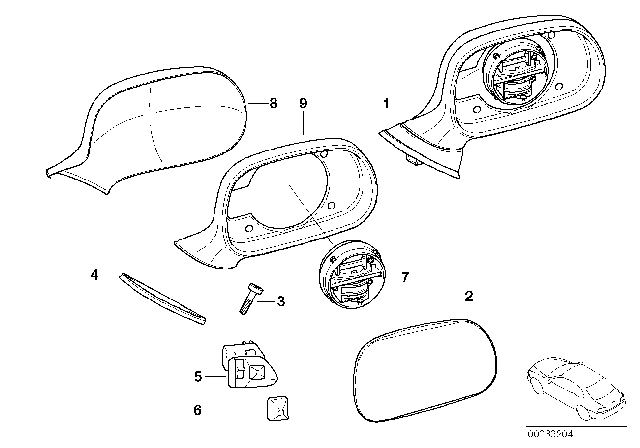 1999 BMW Z3 Outside Mirror Diagram