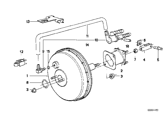 1988 BMW 735iL Power Brake Booster Diagram for 34331160625
